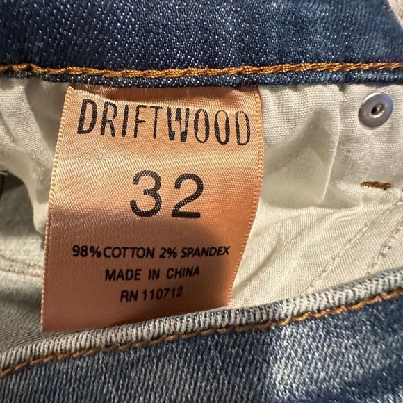 Driftwood Kelly Straight Leg Jeans Womens 32x32 Embroidered Floral Denim Boho - Picture 9 of 9